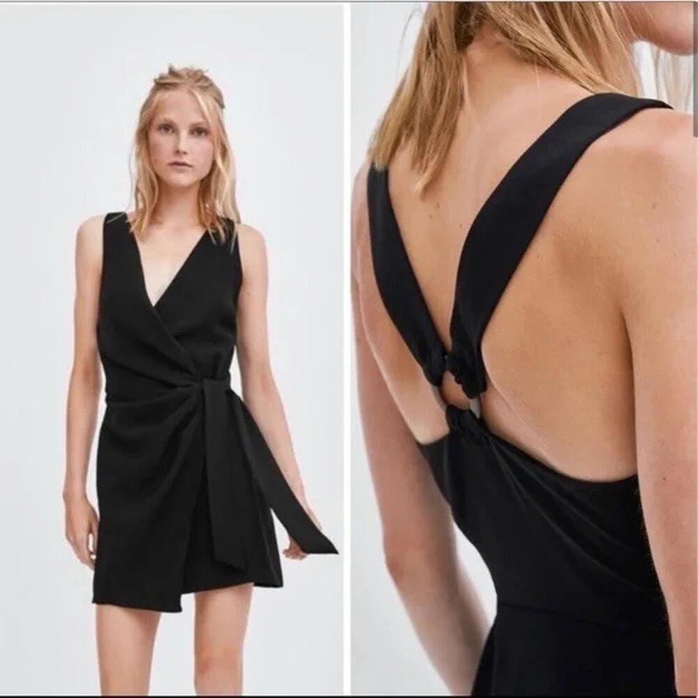 ZARA | Soft Surplice Wrap Tortoise Shell O-Ring Dress | Size Small S